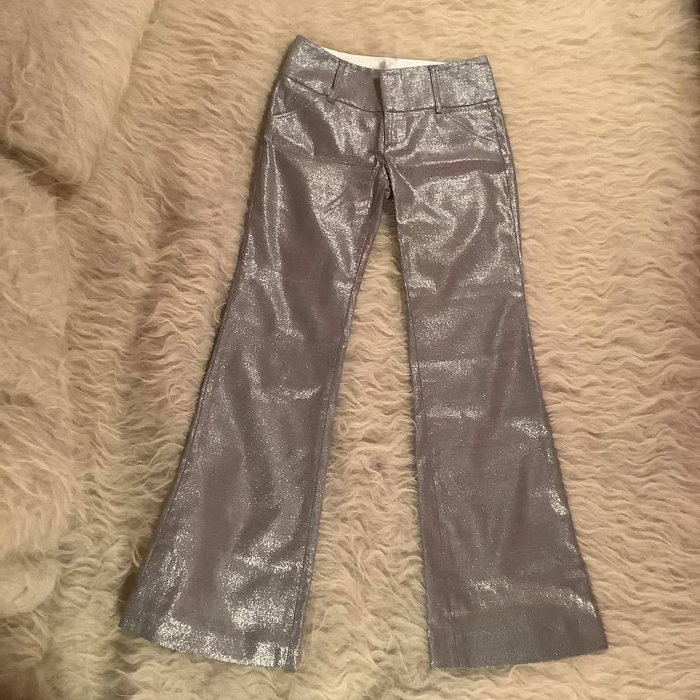 Alice + Olivia Virgin Wool Metallic Trousers